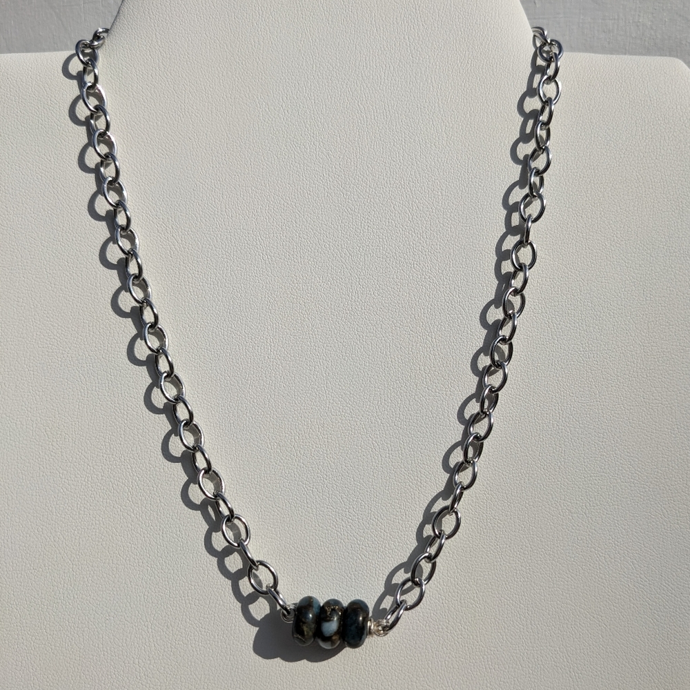 Jasper Stainless Steel Silver Chain Necklace Handmade Crystals Grounding Unisex - Picture 7 of 13